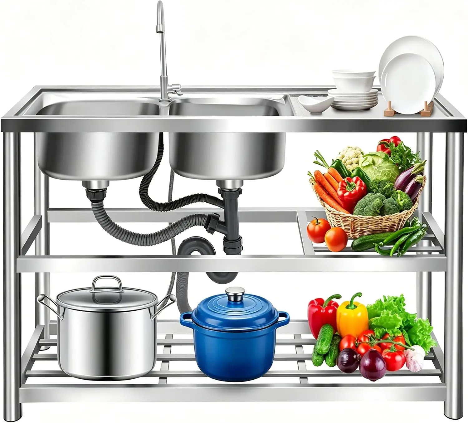Commercial Kitchen Worktops - حوض تحضير قائم بذاته للمطبخ، حوض