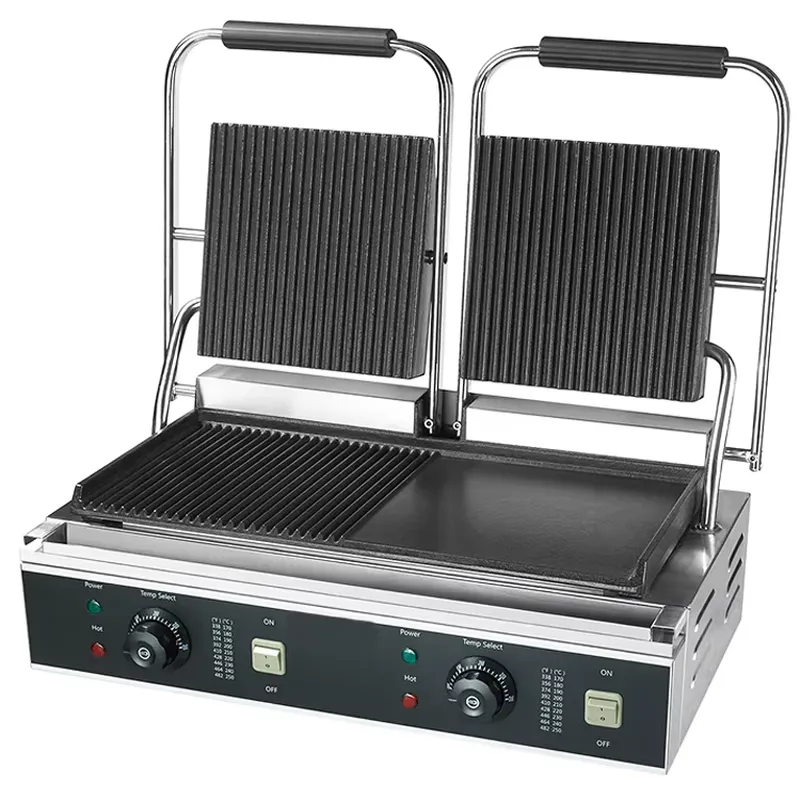 Commercial Kitchen Grill - شواية بانيني تجارية مزدوجة من الفولاذ