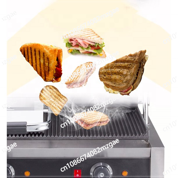 Commercial Kitchen Grill - آلة شواء بانيني كهربائية تجارية بلوحتين،