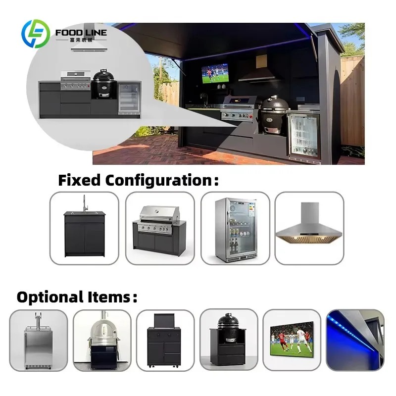 كابينة مطبخ خارجية معيارية مخص - مراجعة Commercial Kitchen Grill وسعره