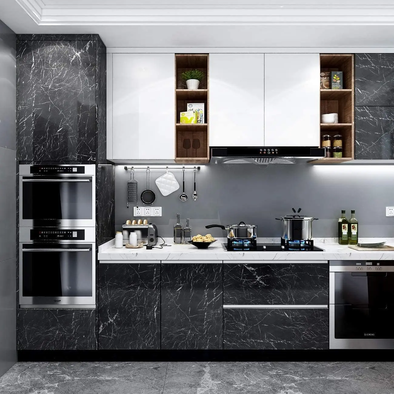 ورق ملامسة رخامي ذاتي اللصق ،  - مراجعة Commercial Kitchen Wall وسعره